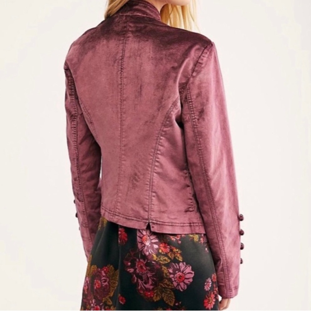 Free People Velvet Fitted Military Jacket Small - Picture 3 of 7